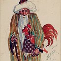 Custume design for Puskin play (Golden cock Astrologer) 1946 gouache  22x16)